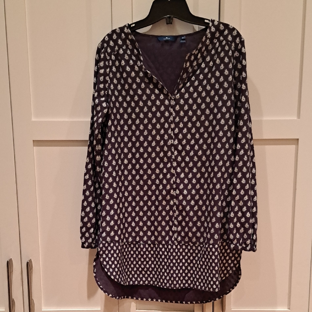 Women's Deep Grey Like Purple Patterned Top